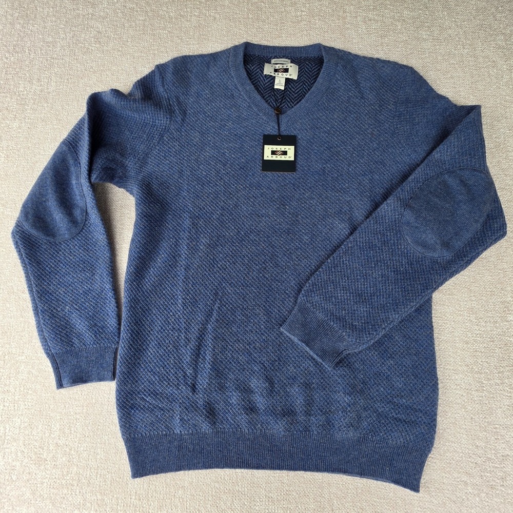 NWT Joseph Abound Light Blue V Neck 100% Cashmere Sweater  Size L